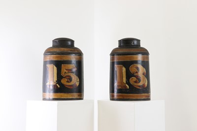 Lot 397 - A pair of toleware tea canisters
