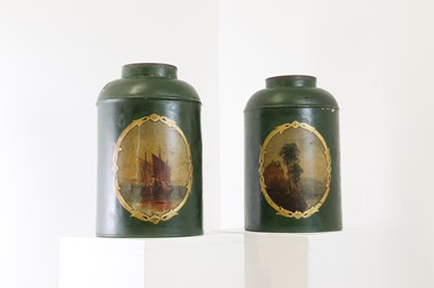 Lot 304 - A pair of toleware tea canisters
