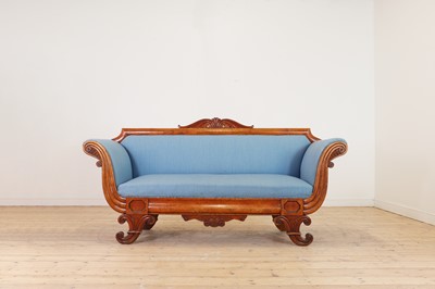 Lot 503 - A Biedermeier satin birch sofa