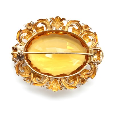 Lot 27 - A single stone citrine brooch, c.1830-1840