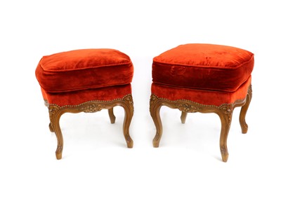 Lot 502 - A pair of French carved beech stools