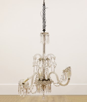 Lot 530 - A Victorian three branch glass chandelier