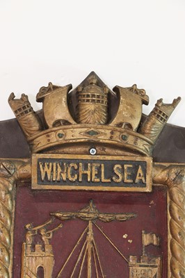 Lot 623 - A painted bronze ship's badge for HMS Winchelsea