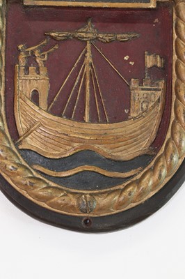 Lot 623 - A painted bronze ship's badge for HMS Winchelsea