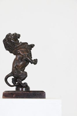 Lot 341 - A bronze figure of a rampant lion