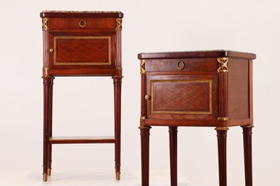 Lot 182 - A pair of Directoire-style mahogany tables de nuit