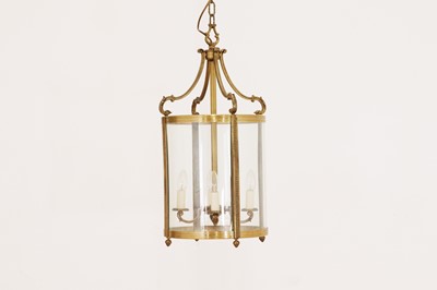 Lot 585 - A Louis XVI-style gilt-brass and glass hall lantern