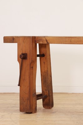 Lot 369 - A rustic elm workbench console table