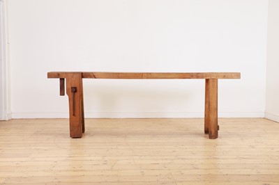 Lot 369 - A rustic elm workbench console table