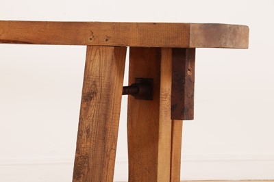 Lot 369 - A rustic elm workbench console table