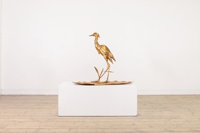 Lot 323 - A brass model of a heron by Alfredo Freda for Cittone Oggi