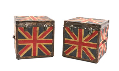 Lot 304 - A pair of painted leather trunks
