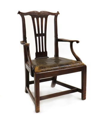 Lot 312 - A George III mahogany elbow dining chair