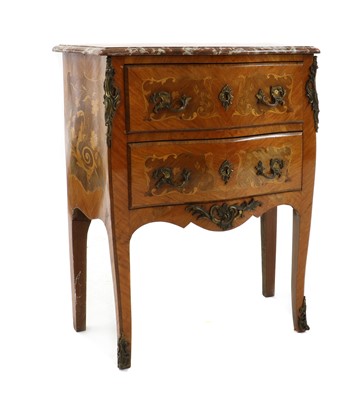 Lot 489 - A French kingwood and marquetry bombe commode