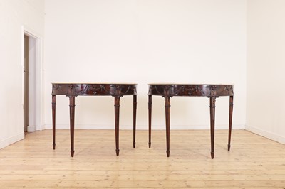 Lot 166 - A pair of George III-style mahogany pier tables in the manner of Robert Adam