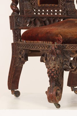 Lot 147 - A near pair of carved rosewood occasional chairs
