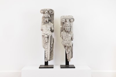 Lot 281 - Two Renaissance-style plaster figural corbels