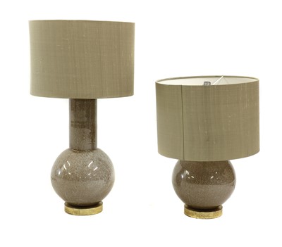Lot 174A - A pair of brown-glazed table lamps