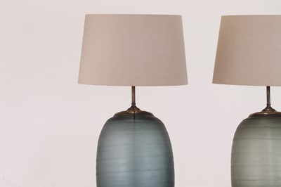 Lot 363 - A pair of cut-glass table lamps