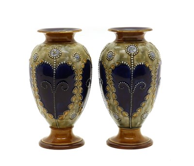 Lot 40A - A pair of Royal Doulton stoneware vases
