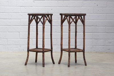 Lot 432 - A pair of Aesthetic bamboo and tile-mounted vase stands