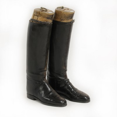 Lot 47 - A pair of gentleman's black leather hunting boots