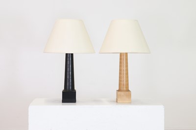 Lot 538 - Two wooden table lamps by John Stefanidis