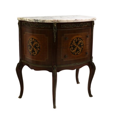 Lot 345 - A Louis XV-style marquetry demi lune commode