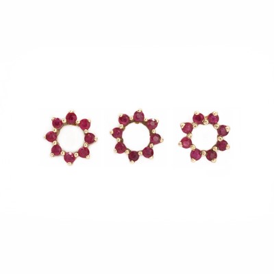 Lot 87 - A pair of 9ct gold ruby stud earrings