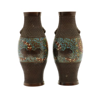 Lot 156 - A pair of Japanese cloisonné vases