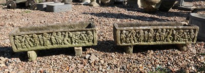 Lot 424 - A pair of weathered composite stone troughs