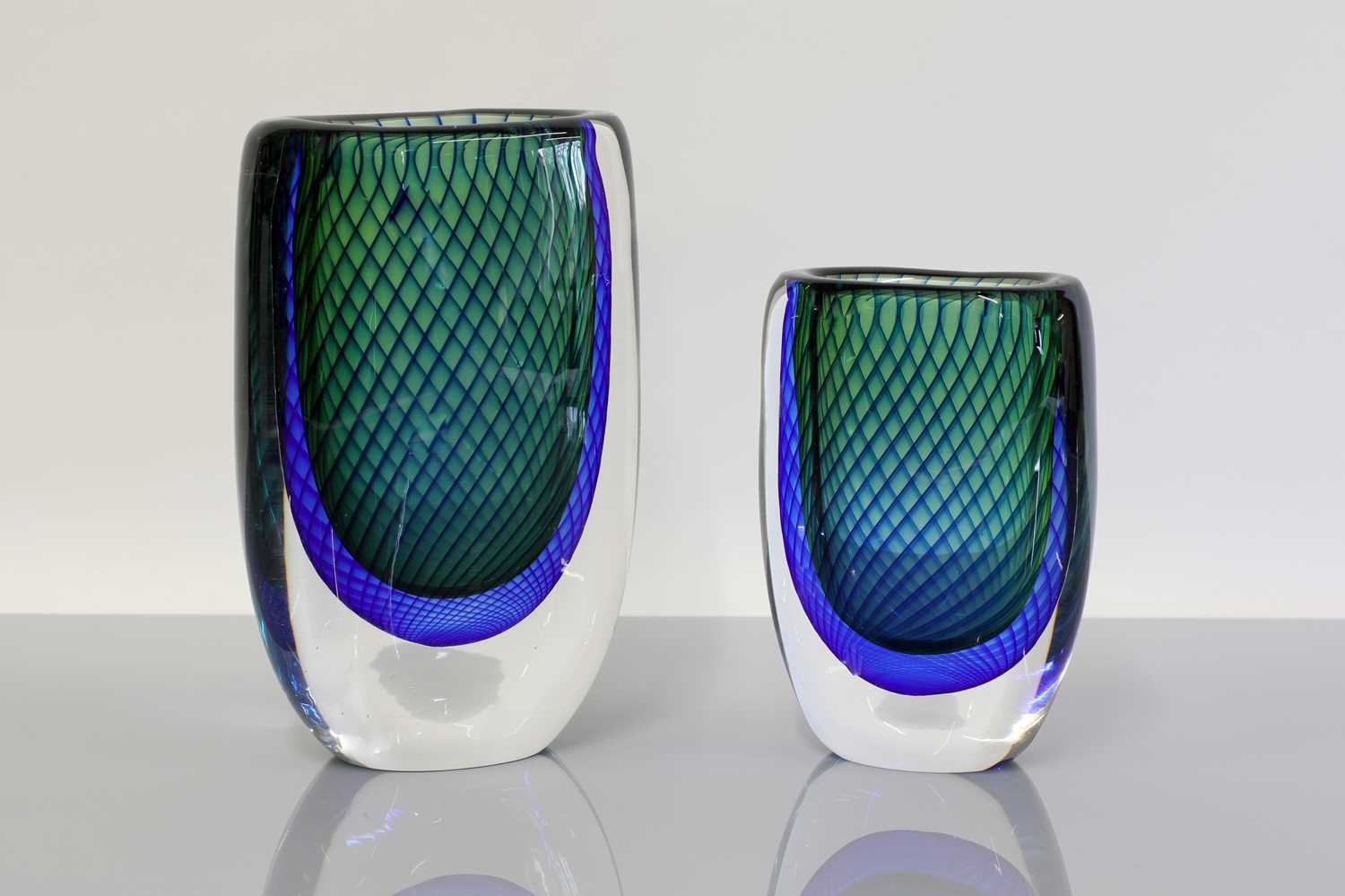 Lot 477 - Two Kosta Boda sommerso glass vases