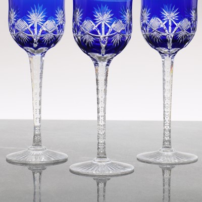 Lot 1 - A group of six St Louis cased and cut hock glasses