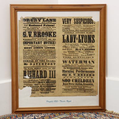 Lot 17 - A framed Theatre Royal advertising poster or playbill
