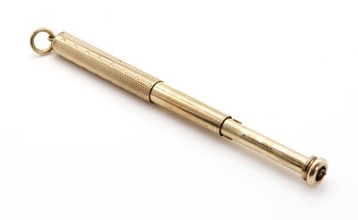 Lot 474 - A gold cased telescopic dip pen/pencil, by Sampson and Mordan Co.