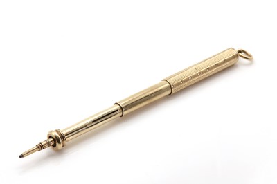 Lot 474 - A gold cased telescopic dip pen/pencil, by Sampson and Mordan Co.