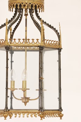 Lot 658 - A brass and iron hexagonal lantern