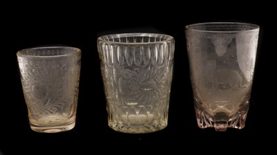 Lot 203 - A group of three Bohemian glass beakers