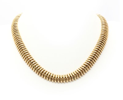 Lot 247 - An Italian two row gold curb link choker necklace