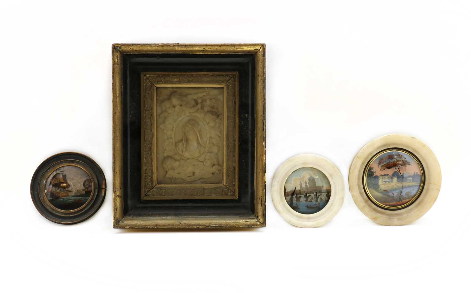 Lot 297 A group of three reverse painted glass