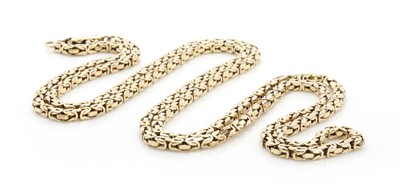 Lot 193 - A 9ct gold square section Byzantine chain, c.1970