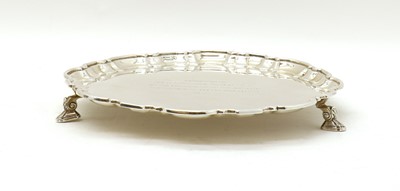 Lot 58 - A silver presentation salver