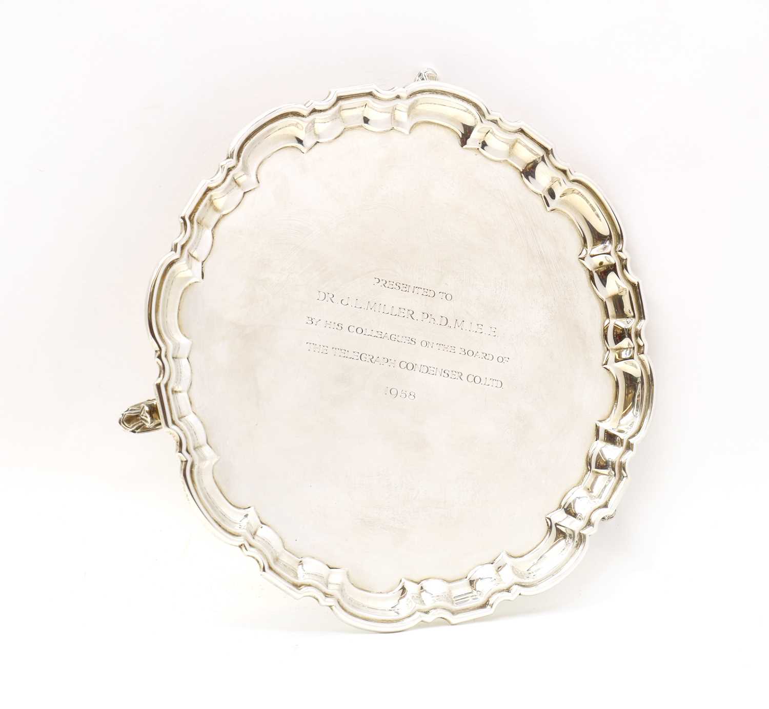 Lot 58 - A silver presentation salver