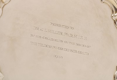 Lot 58 - A silver presentation salver