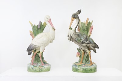 Lot 472 - A pair of majolica stick stands