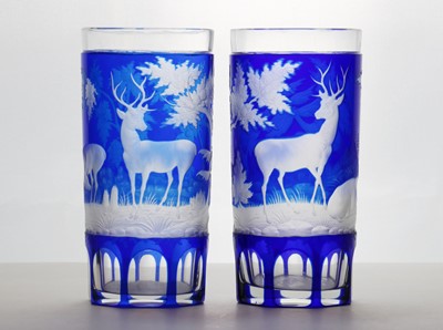 Lot 232 - A pair of Bohemian glass beakers