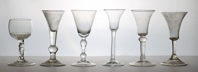 Lot 173 - A group of plain stem drinking glasses