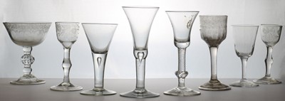 Lot 178 - A collection of plain stem drinking glasses