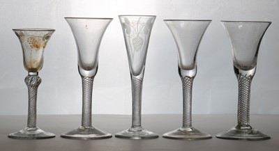 Lot 186 - A group of five air twist drinking glasses
