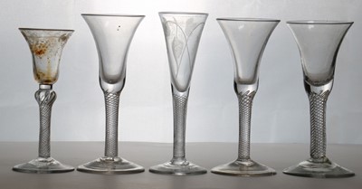 Lot 186 - A group of five air twist drinking glasses